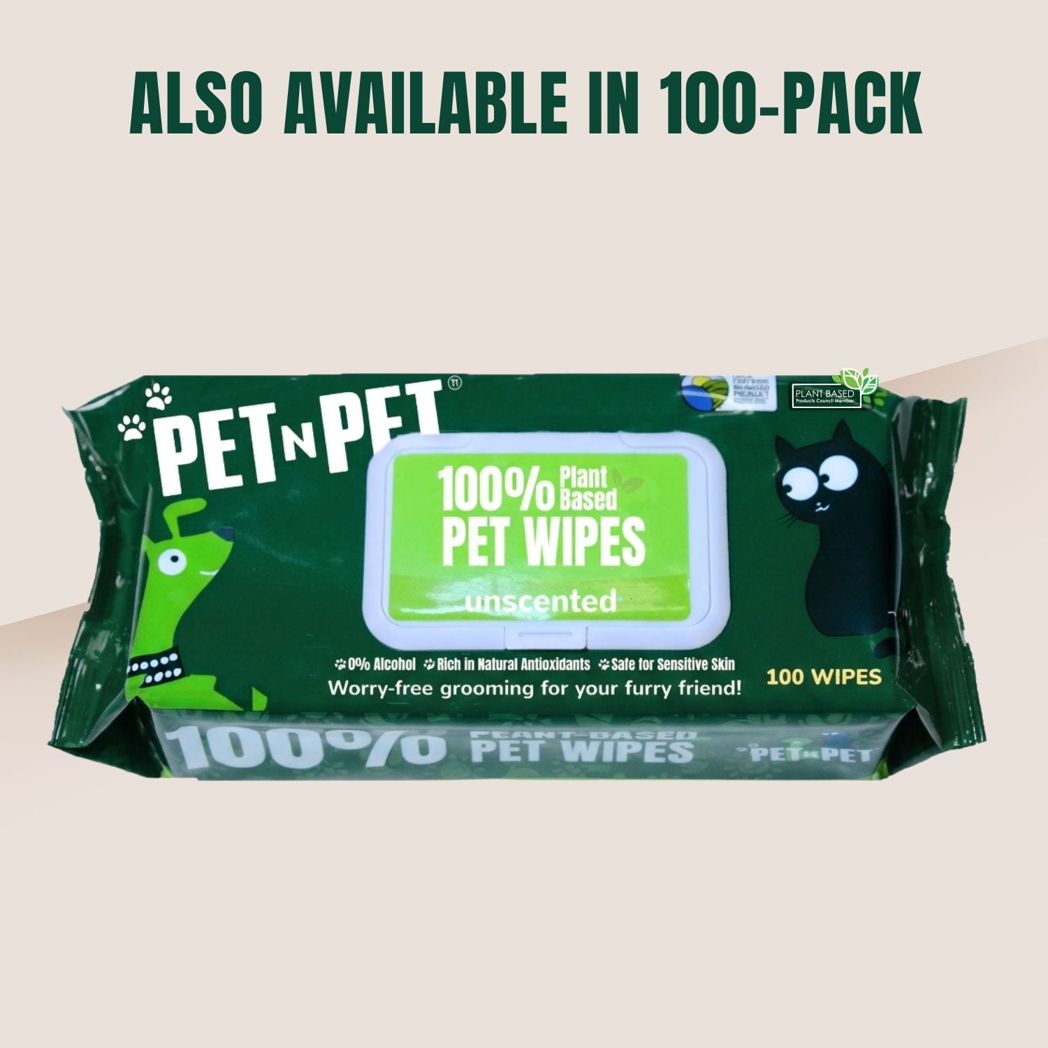100% Biobased Dog Wipes Cleaning & Deodorizing, 400 Count