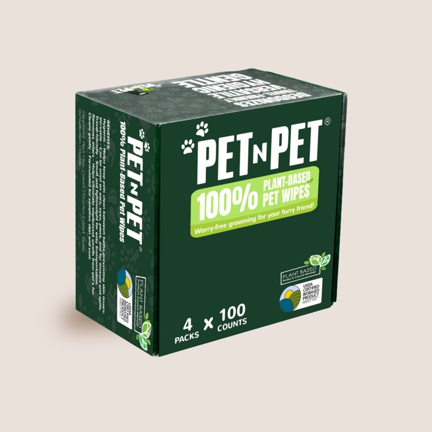 100% Biobased Dog Wipes Cleaning & Deodorizing, 400 Count