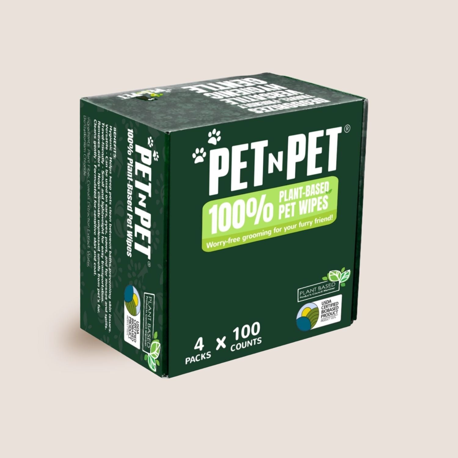 100% Biobased Dog Wipes Cleaning & Deodorizing, 400 Count
