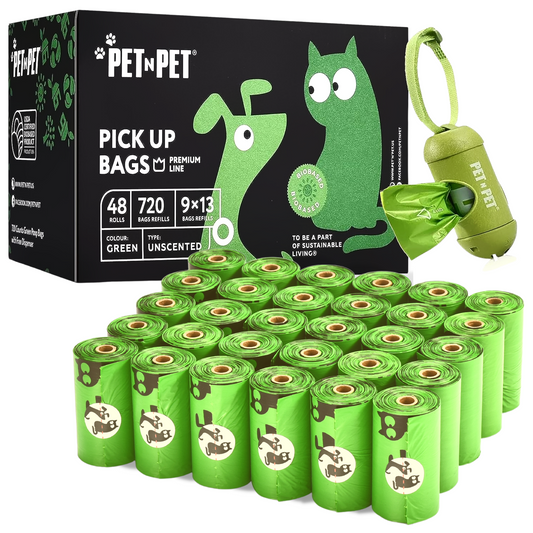 Pet N Pet Doggie Poop Bags, Thick Dog Poop Bag Rolls, Unscented Dog Bags for Poop, 720 Counts Dog Waste Bag, Doggie Poop Bags, Doggie Bags, 38% Plant Based & 62% PE Poop Bags For Dogs