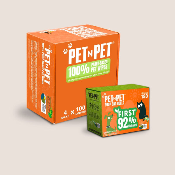 92% Biobased Poop Bags + Pet Wipes