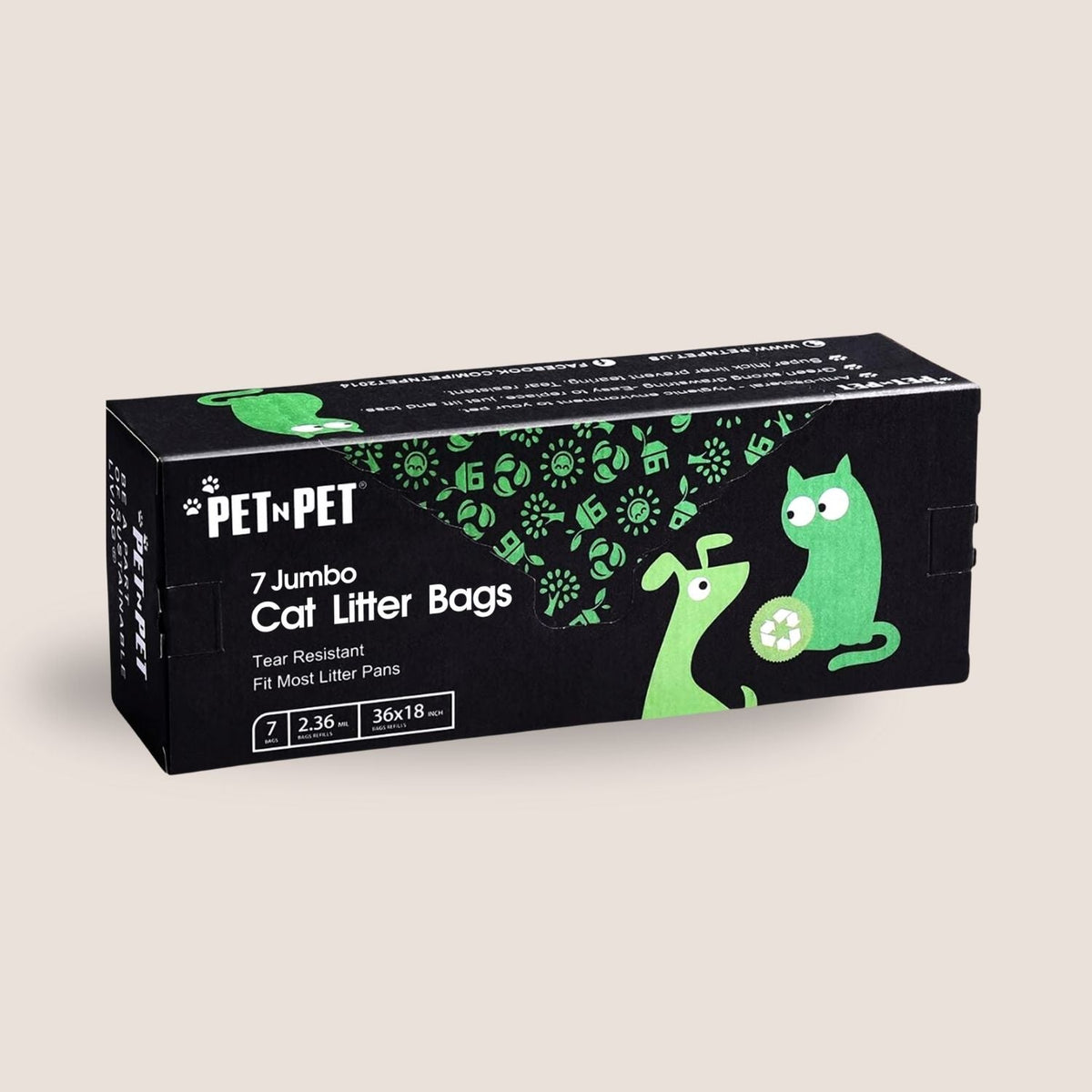 Box of Pet N Pet Jumbo Cat Litter Bags on a beige background