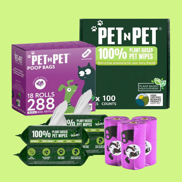 Premium Lavender-Scented Poop Bags 288 + 400 Count Wipes