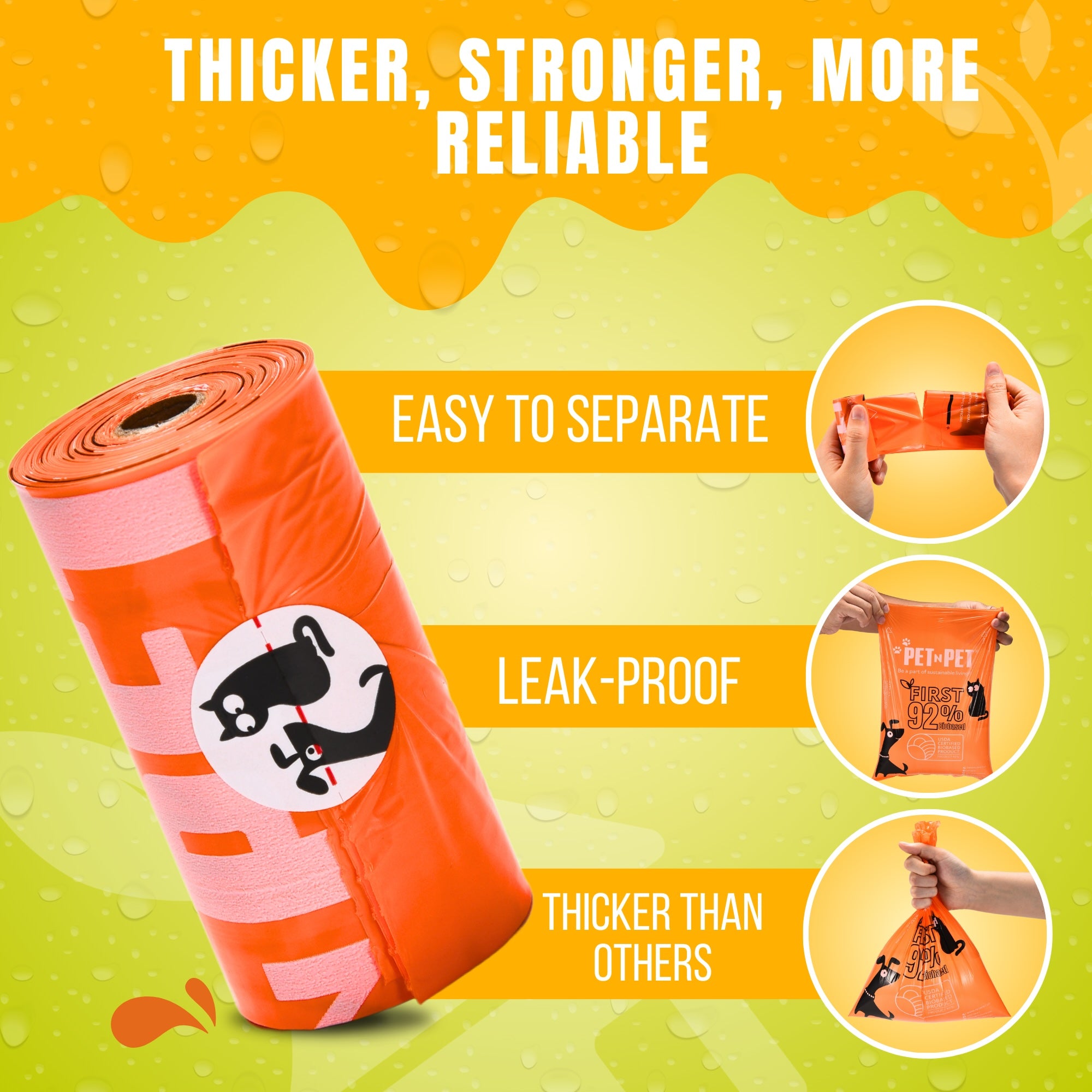 The first 92% Biobased bags durable poopbags poop bags thick