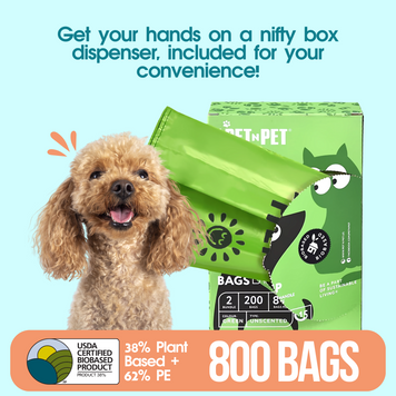 Pet N Pet Dog Poop Bag, Unscented Dog Poop Bags Refills, Dog Bags For Poop With Tie Handles, 800 Counts Dog Waste Bags 38% Plant Based & 62% PE Doggie Poop Bags