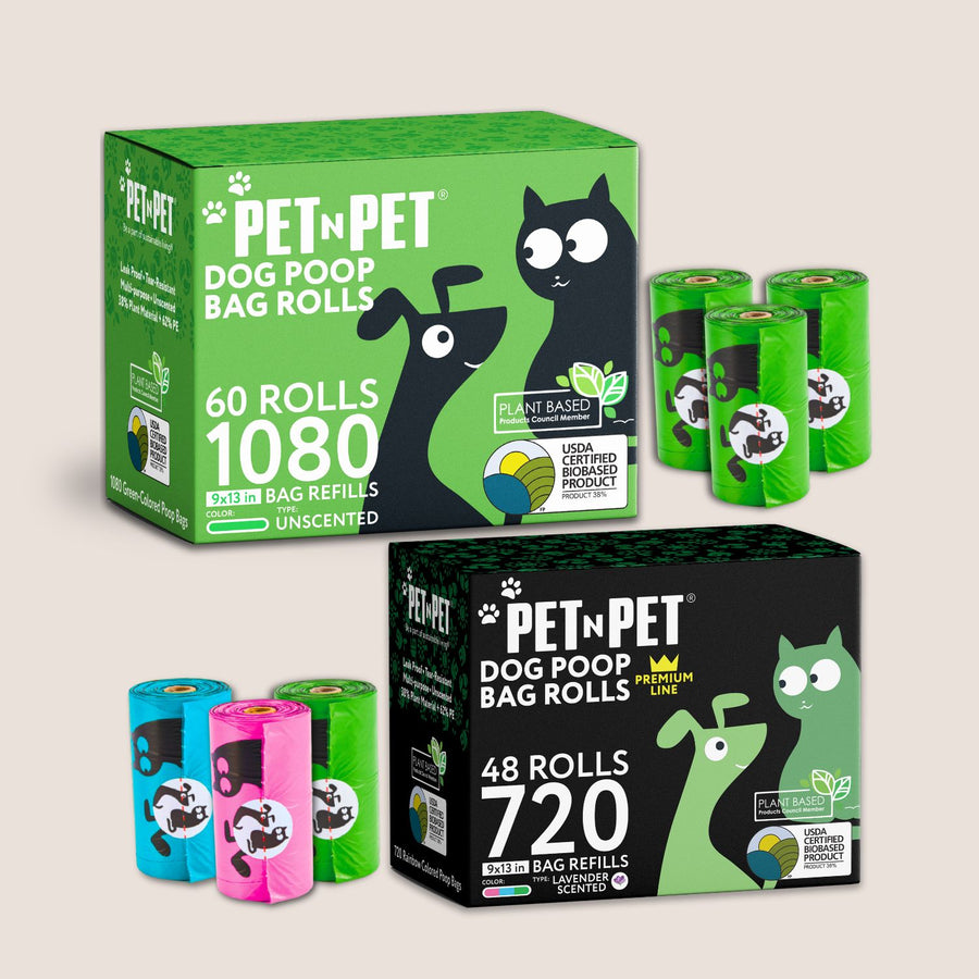 Pet-n-Pet dog poop bag refills packaging on a light gray background