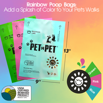 Pet N Pet Dog Poop Bag Colorful, 270 Counts Dog Bags Poop, Doggie Poop Bags 38% Plant Based & 62% PE, Dog Waste Bags Dog Poop Bags Refills, Poop Bags Dogs, Doggy Poop Bags Rolls, Pet Waste Bags