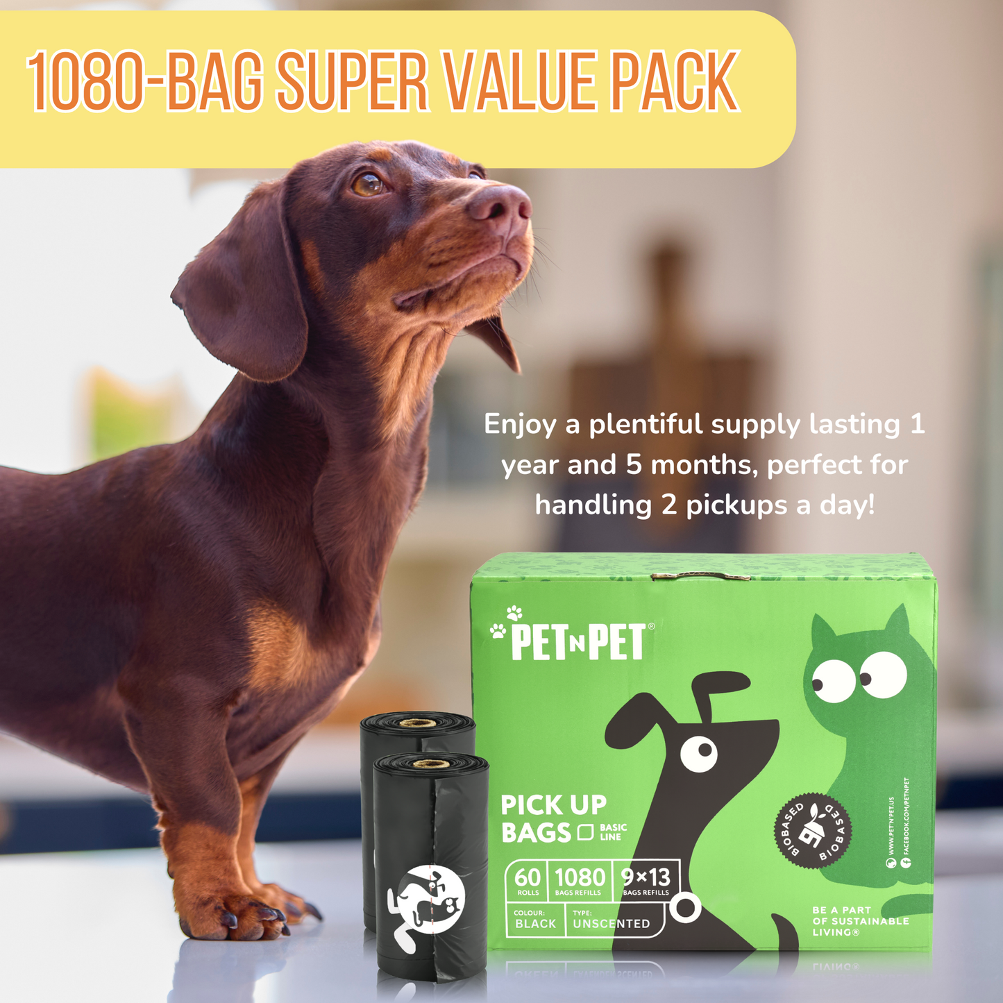 Pet N Pet 1080 Black Dog Poop Bags