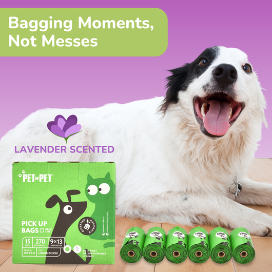 Pet N Pet Dog Poop Bags For Dogs, 270 Counts Lavender Scented Dog Bags For Poop, Doggie Poop Bags, Dog Waste Bags, Doggy Bags, Pet Waste Bags, 38% Plant Based & 62% PE Dog Poop Bags Rolls, Dog Bag