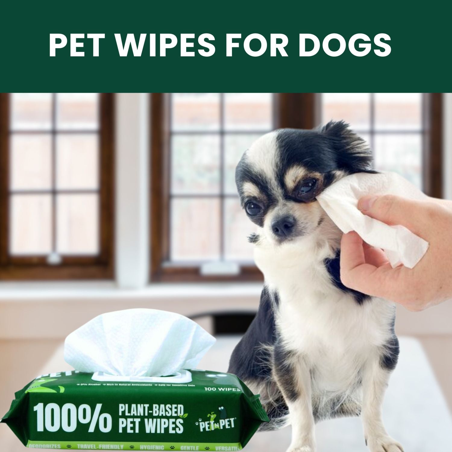 100% Biobased Dog Wipes Cleaning & Deodorizing, 100 Count