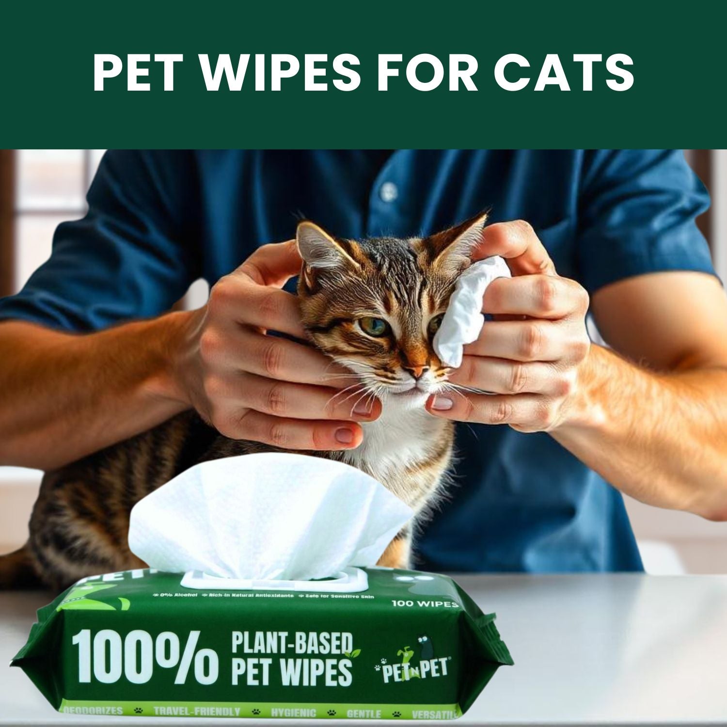 100% Biobased Dog Wipes Cleaning & Deodorizing, 100 Count