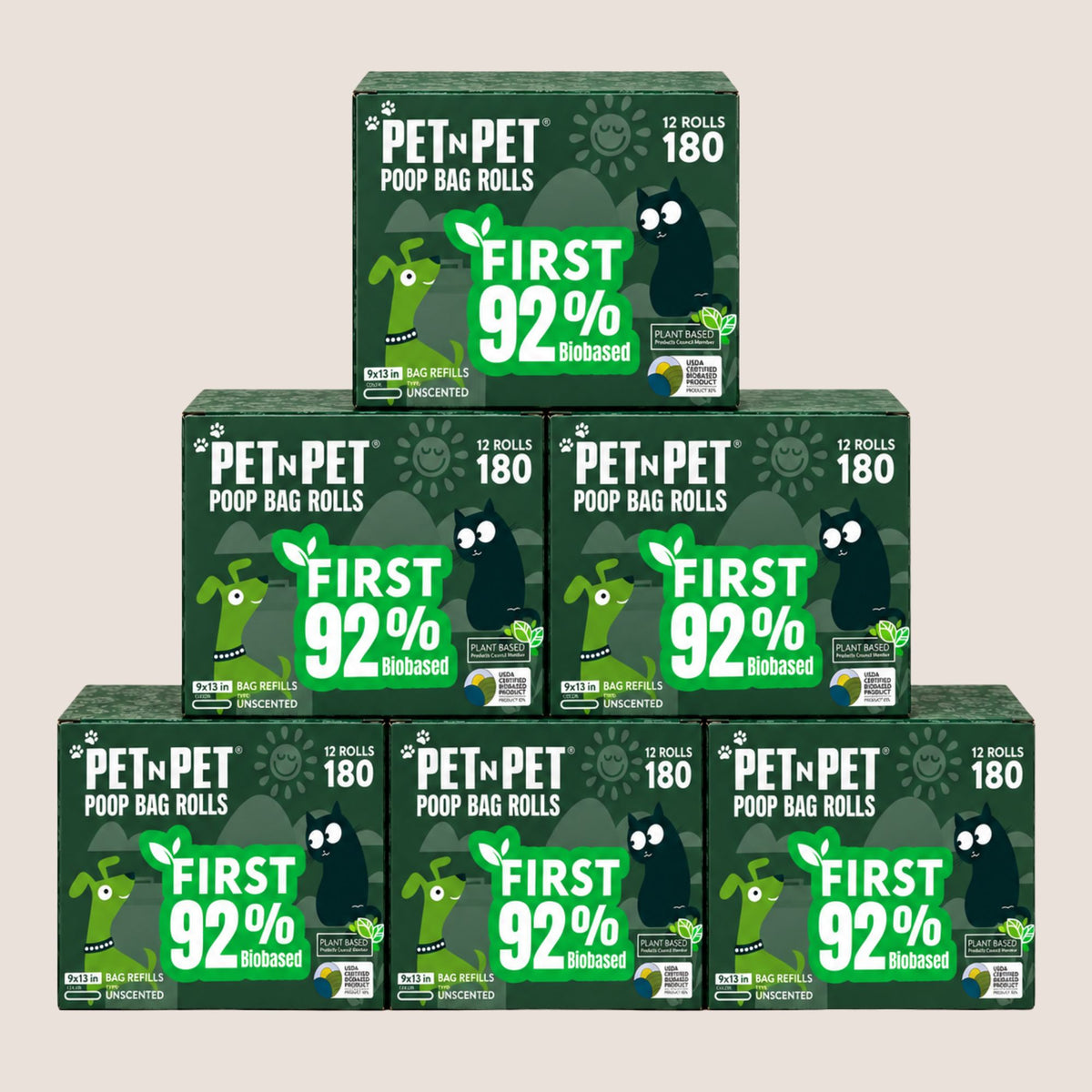 92% Biobased Poop Bags, 180 Count — Wholesale