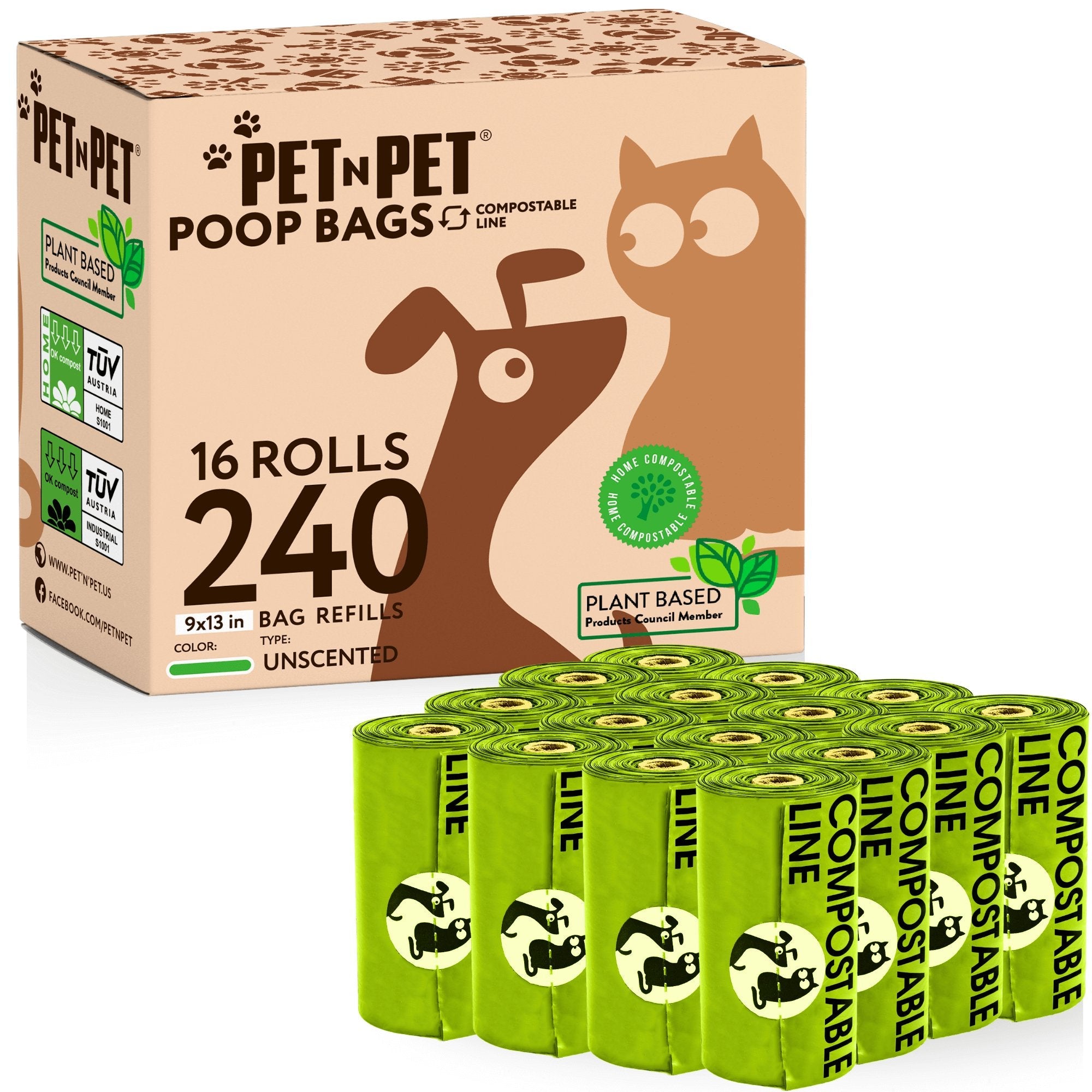 Compostable Dog Poop Bags 240 - Pet N Pet ®