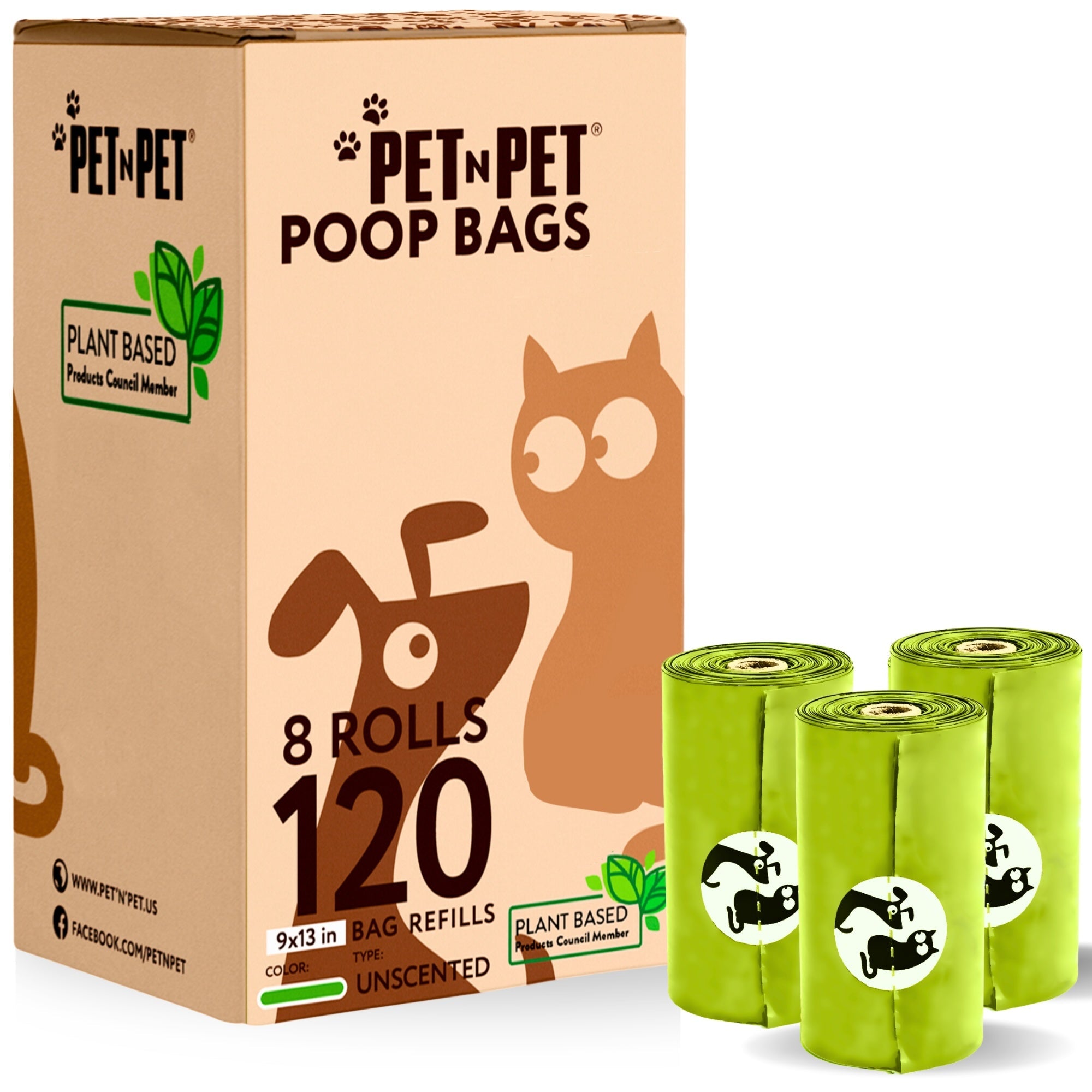 Plant based Dog Poop Bags 120 Counts Pet N Pet