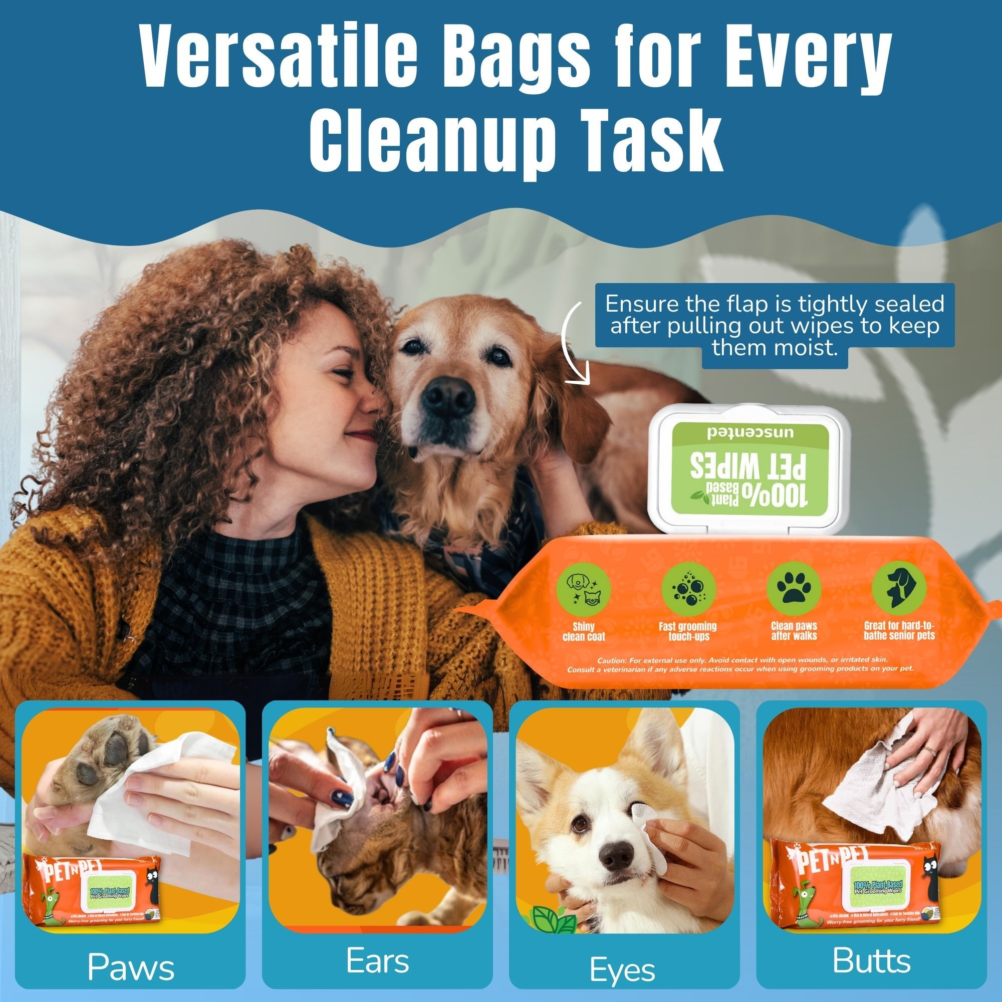 Dog Wipes Cleaning Deodorizing 100 Count - Pet N Pet ®