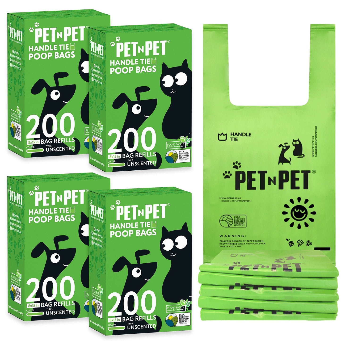 Handle Tie Dog Poop Bags 800 - Pet N Pet ®