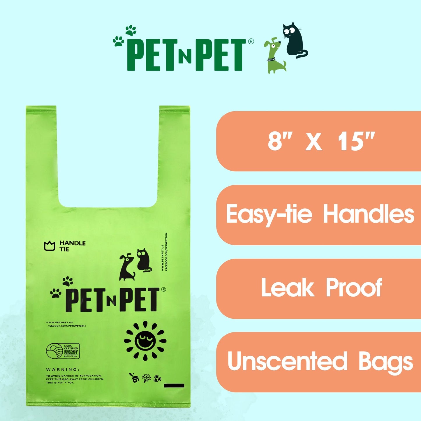 Handle Tie Dog Poop Bags 800 - Pet N Pet ®