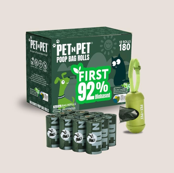 92% Biobased Poop Bags + Pet Wipes