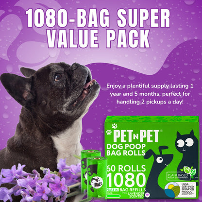 Lavender - Scented Dog Poop Bags 1080 - Pet N Pet ®